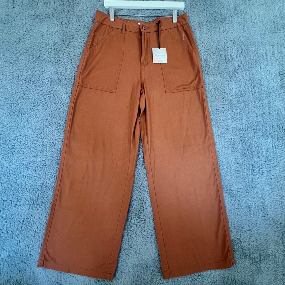 Rust Wide Leg Cotton Carpenter Pants 100% Cotton Happily Grey Womens Size 7 New